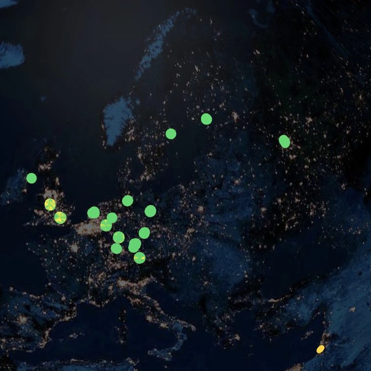 Live Reality nodes across Europe